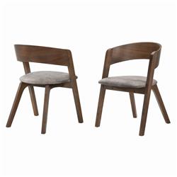 Bm214481 Mid Century Modern Round Back Wood Dining Chair, Brown - Set Of 2