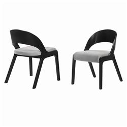 Bm214495 Mid Century Modern Curved Back Wood Dining Chair, Black & Gray - Set Of 2
