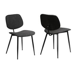 Bm214631 Mid Century Modern Split Back Dining Accent Chair, Dark Gray - Set Of 2