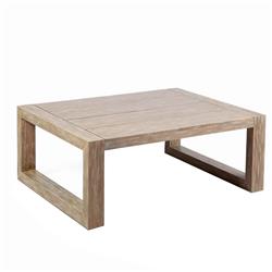 Bm214477 Wooden Outdoor Coffee Table With Plank Design Top, Gray