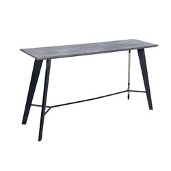 Bm225859 Modern Style Metal Console Table With Faux Concrete Top, Black & Gray