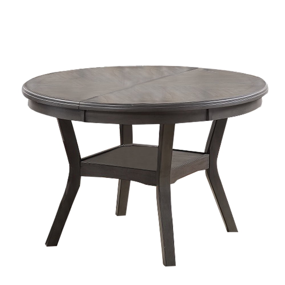 Bm228571 Round Top Wooden Dining Table With Boomerang Legs, Dark Gray