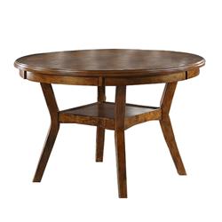 Bm228573 Round Top Wooden Dining Table With Boomerang Legs, Walnut Brown