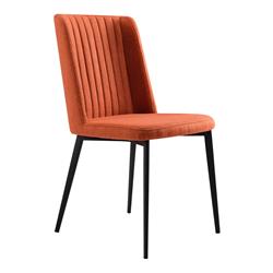 Bm214480 Fabric Dining Chair With Vertically Stitched Backrest, Orange - Set Of 2