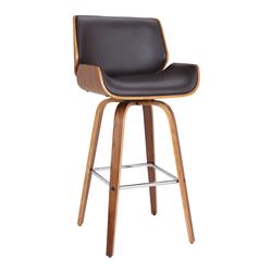 Bm214498 Bar Height Wooden Swivel Barstool With Leatherette Seat, Black & Brown