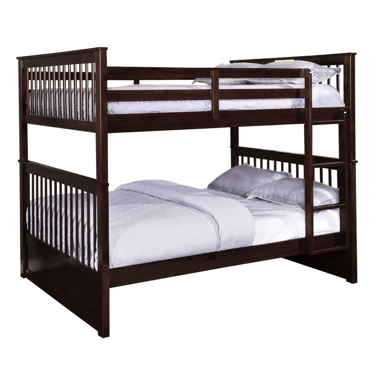 Bm229083 Full Over Full Wooden Bunk Bed With Slatted Details, Brown