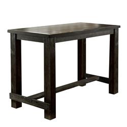 Bm230029 Rustic Plank Wooden Bar Table With Block Legs, Antique Black - 42 X 30 X 60 In.