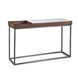 Bm231900 48 In. Marble Top Console Table With Storage Slot, White & Brown