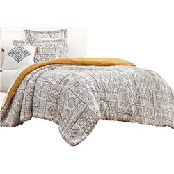 Bm231770 Chania 6 Piece Twin Bed Set With Tribal Print The Urban Port, White & Brown