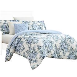 Bm231775 6 Piece Chania Twin Size Bed Set With Floral Print The Urban Port, White & Blue