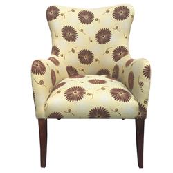 Upt-230861 29 In. Patterned Fabric Arm Upholstered Side Sofa Chair With Flared Legs, Brown & Yellow