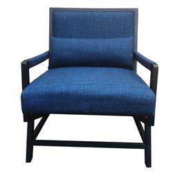 Upt-230863 Fabric Padded Wooden Frame Accent Sofa Chair With Armrest, Black & Blue