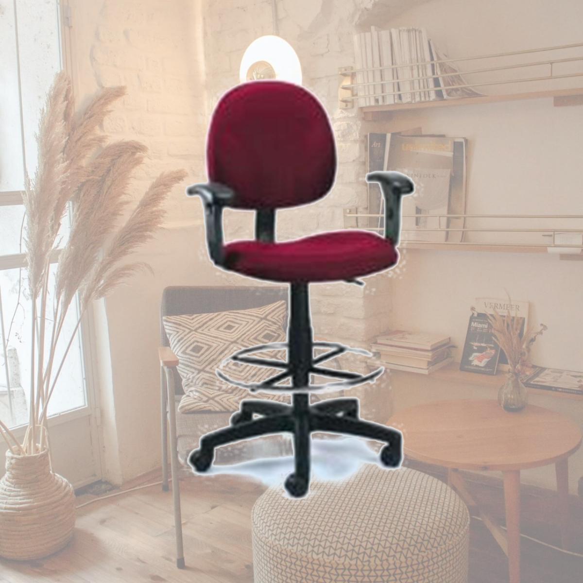 Picture of Boss Fully Adjustable Drafting Stool With Foot Ring and Arm Rests - B1691 - Black