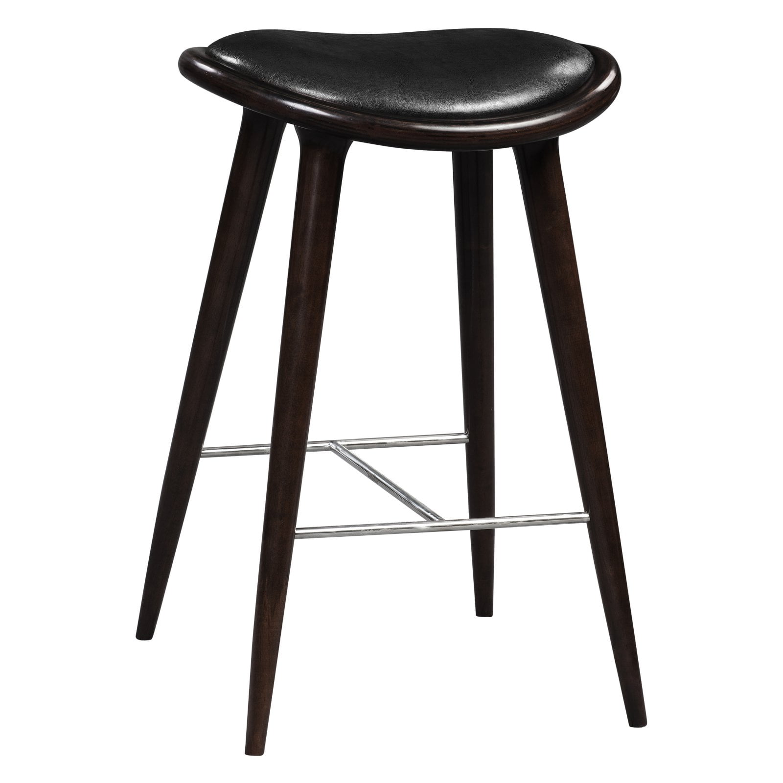 57129 29 In. Lucio Oval Stool With Black Upholstered Seat, Cappuccino