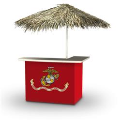 2001w1341 Us Marines Portable Bar & 6 Ft. Square Palapa Umbrella, Red