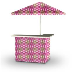 2001w2103-gp-w Stargazer Portable Bar & 6 Ft. Square Market Umbrella, Gold, Pink & White