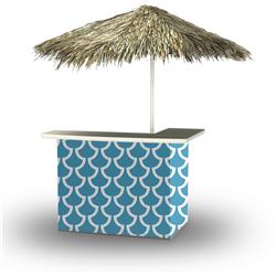 2001w2104-obp Fun With Fins Palapa Portable Bar & 6 Ft. Square Palapa Umbrella, Ocean Blue