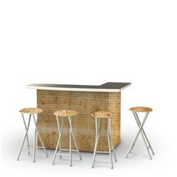 Corkboard Portable Bar & Matching Bar Stools, Brown