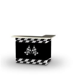 2000w1430 Racing Checkered Flag Portable Bar, Black & White