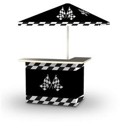 2001w1430 Racing Checkered Flags Portable Bar & 6 Ft. Square Market Umbrella, Black & White