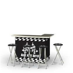 Have At It Boys Portable Bar & Matching Bar Stools, Black & White