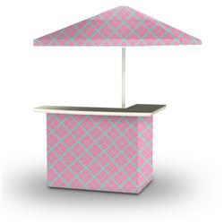 2001w2113-tp Caddy Plaid Portable Bar & 6 Ft. Square Market Umbrella, Teal & Pink