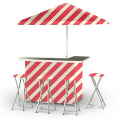 2003w2114-p Candy Striper Portable Bar With 6 Ft. Square Market Umbrella, Peppermint