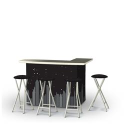 2002w1302 Nightscape Portable Bar With Matching Bar Stools, Black