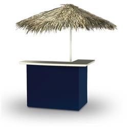 2001w1314p Palapa Portable Bar With 6 Ft. Square Umbrella, Solid Navy Blue