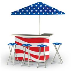 Patriotic Portable Bar With 6 Ft. Square Market Umbrella