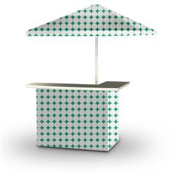 2001w2101-tw Diamonds & Dots Portable Bar With 6 Ft. Square Market Umbrella, Teal & White