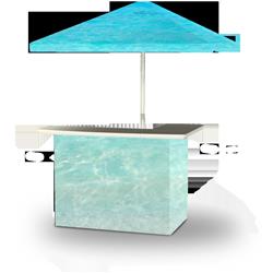 2001w2300 Island Life Portable Bar With 6 Ft. Square Market Umbrella, Blue