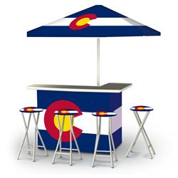 2001w1364p 8 Ft. Tall Square Umbrella Flag Colorado - Palapa Portable Bar, Multi Color