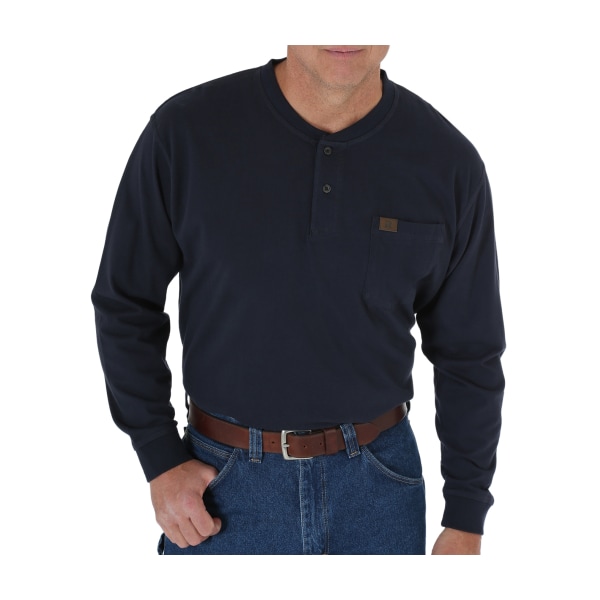 UPC 083625273714 product image for 80116112 Men Wrangler Riggs Workwear Tall Long Sleeve Henley T-Shirt, Navy - | upcitemdb.com