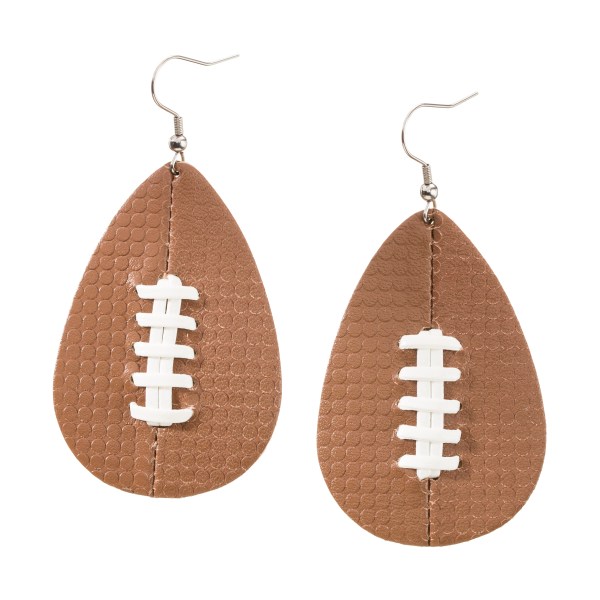 UPC 181379711459 product image for 61407029 Leather Football Drop Earrings - Brown | upcitemdb.com