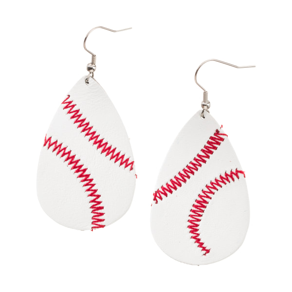 UPC 181379711190 product image for 61407025 Leather Baseball Drop Earrings - Red | upcitemdb.com