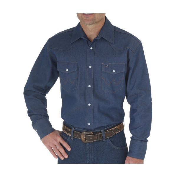 UPC 672787242432 product image for 80167545 Authentic Cowboy-Cut Work Western Long-Sleeve Shirt for Men - Blue - 3X | upcitemdb.com