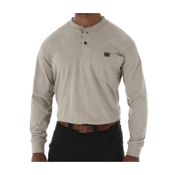 UPC 084084420404 product image for 80116098 Long-Sleeve Henley for Men - Khaki - Medium | upcitemdb.com