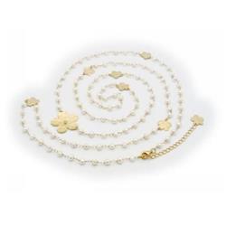 211423b 42 In. Signature Hammered Sterling Silver Flower & Pearls Necklace