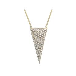 16 In. Plus 2 In. Extension Silver Gold Plated Isoceles Triangle Cubic Zirconia Pendant Necklace, Clear