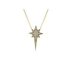 401618 16 In. Plus 2 In. Extension 1.25 In. Silver Gold Plated North Star Clear Cubic Zibronic Pendant Necklace