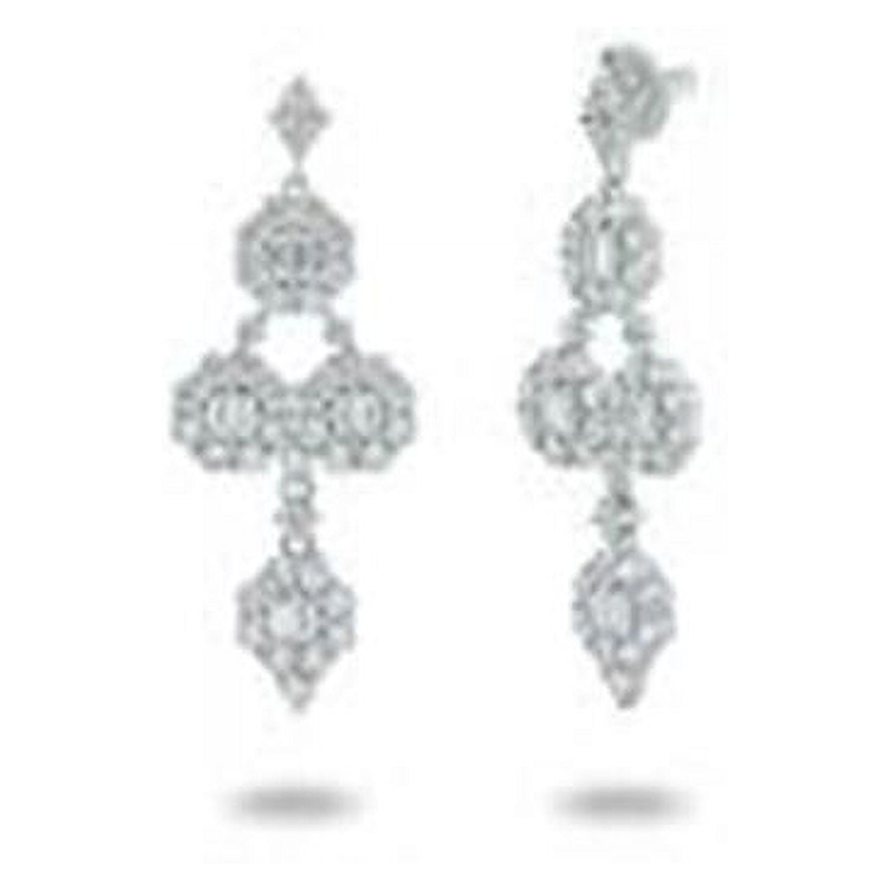 Bridal Chandelier Earrings Platinum Plated Sterling Silver For Women