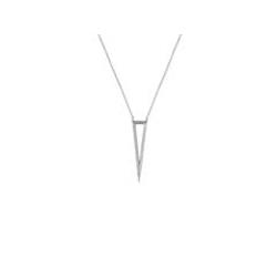 20 In. Plus 2 In. Extension Silver Rhodium Plated 3d Open Triangle Pave Cubic Zirconia Edges Necklace