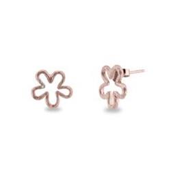 Cubic Zirconia Kissed Flower Stud Earrings In Rose Gold & Sterling Silver