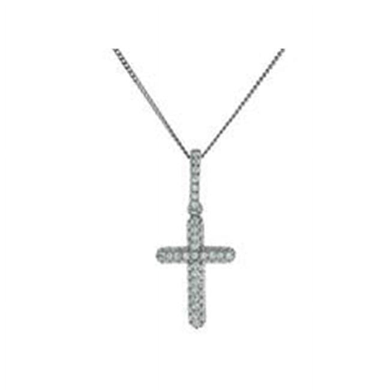 411424 15 In. Rhodium Plated Silver Classic Pave Cross Chain