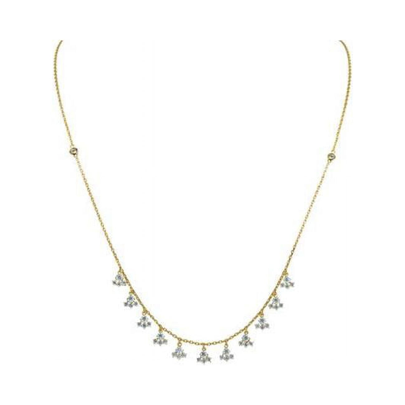 17 In. Gold Snowflakes Necklace In Sterling Silver