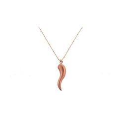 36 In. Horn Pendant Necklace In Rose Gold Plated Silver