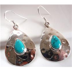 Hammered Sterling Silver Rings, Flowers & Turquoise Earrings