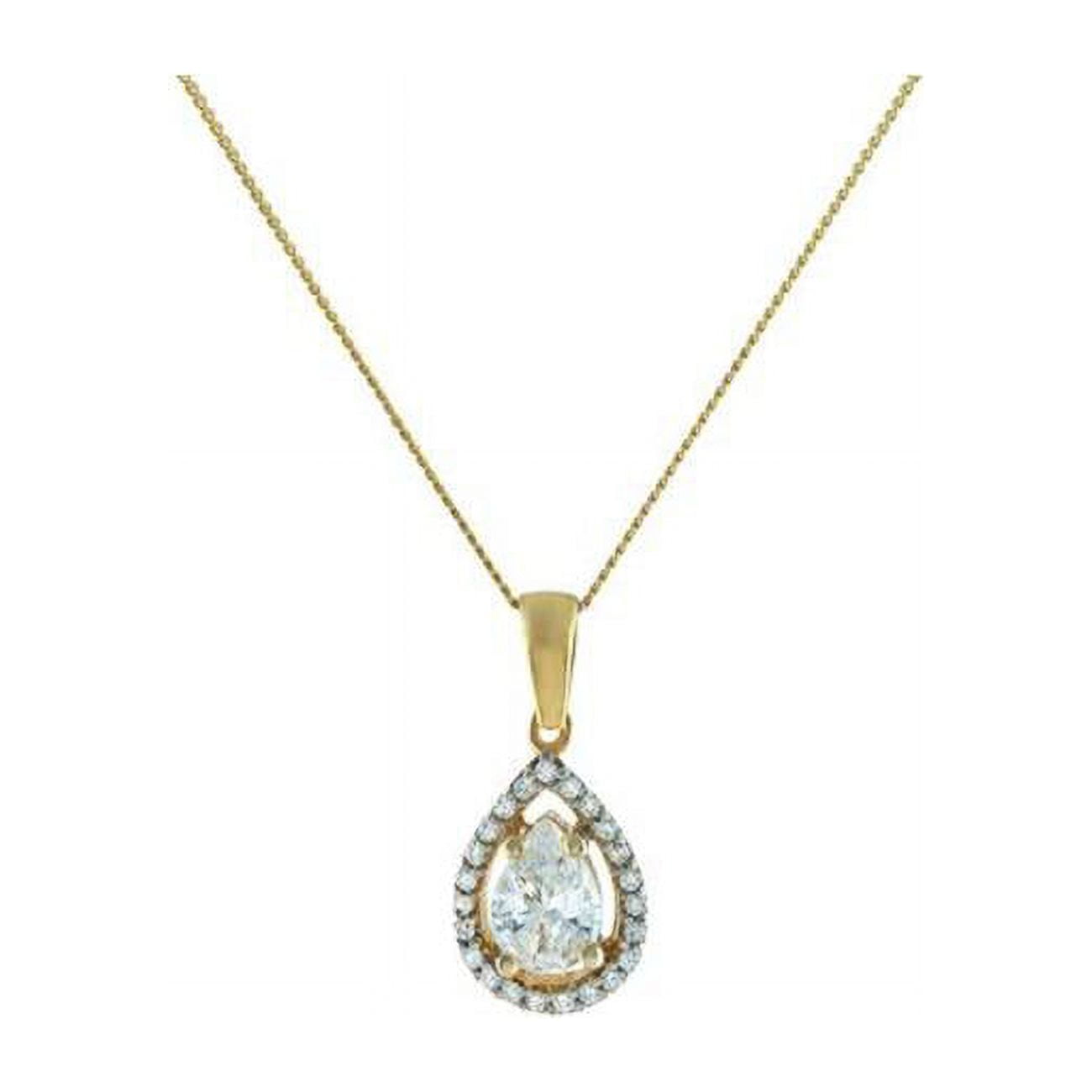 411421g Gold Plated Sterling Silver Antique Marquise Cubic Zirconia Charm Chain Necklace
