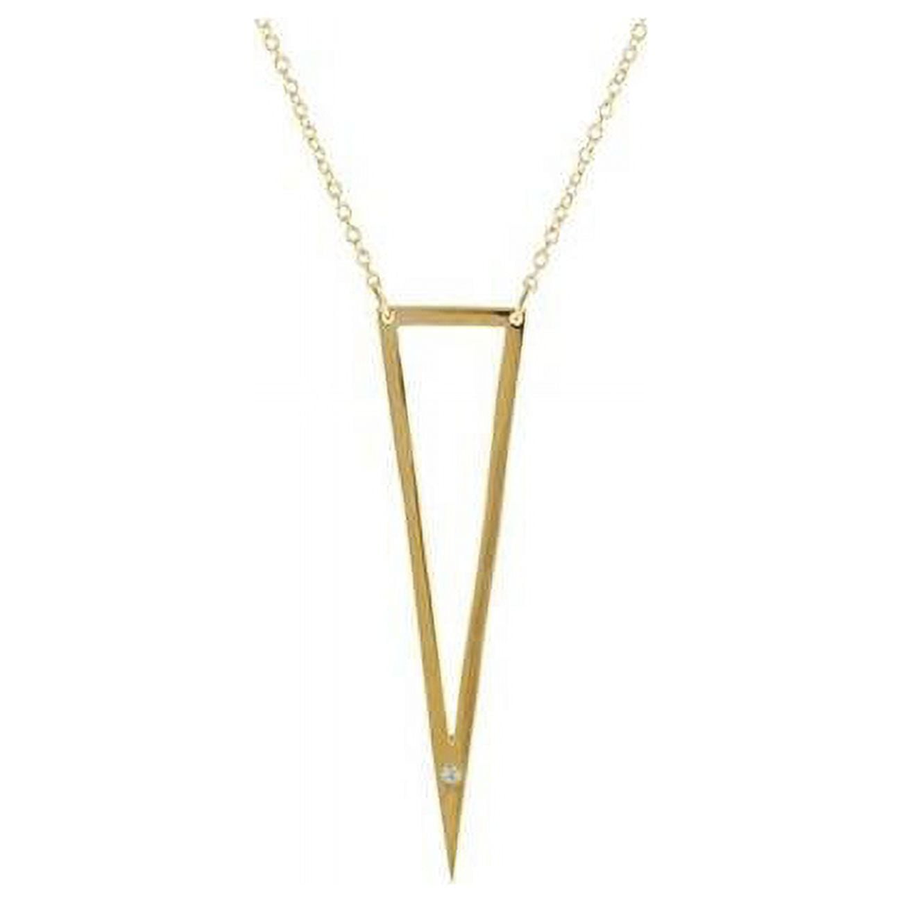 Je1127g 16 In. Plus 2 In. Extension Silver Gold Plated Open Triangle 2 In. & Cubic Zirconia Pendant Necklace